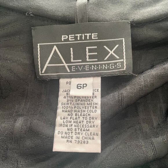 Alex Evenings Size 6 Petite Top Blouse Shrug Black Open Front Cardigan - Picture 5 of 6